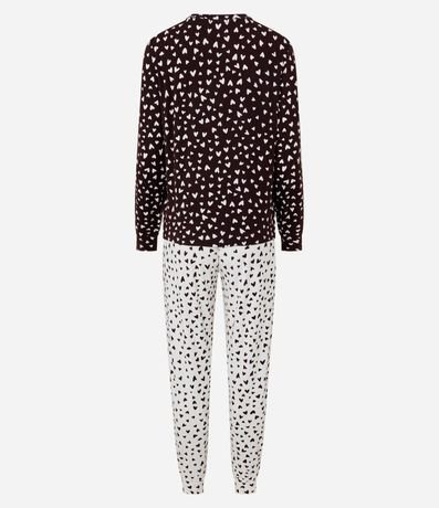 Pijama Largo Peach Touch con Estampado de Corazones 5