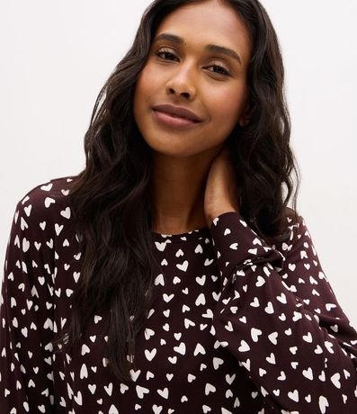 Pijama Largo Peach Touch con Estampado de Corazones 2