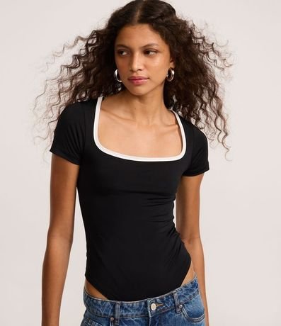 Body en Microfibra con Bies Contrastante en el Escote 3