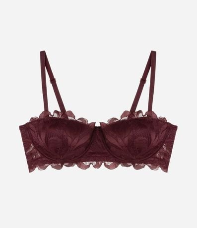 Soutien sin Breteles en Encaje Rustico Floral con Copa Hueca