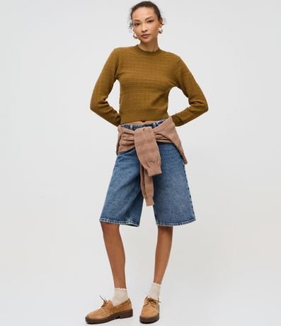 Suéter en Punto Texturizado con Cuello 2