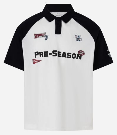 Remera Boxy en Algodón con Cuello Polo y Estampa Pre-Season 6