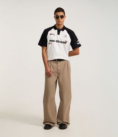 Remera Boxy en Algodón con Cuello Polo y Estampa Pre-Season 2