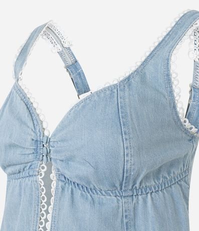 Blusa Cropped en Jeans con Botones Forrados en el Busto 6