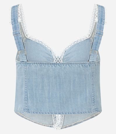 Blusa Cropped en Jeans con Botones Forrados en el Busto 7