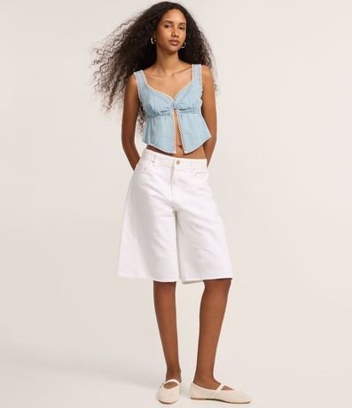 Blusa Cropped en Jeans con Botones Forrados en el Busto 2