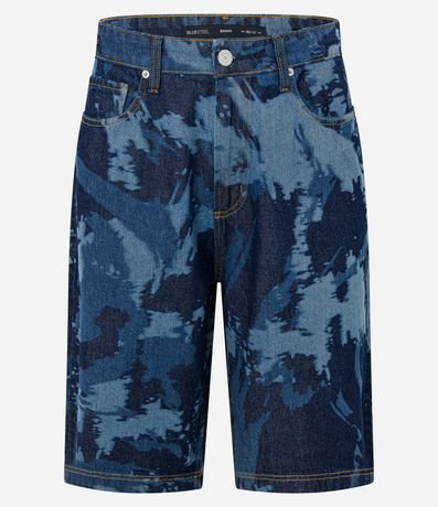 Bermuda Baggy Relaxed en Jeans con Estampa Manchada 5