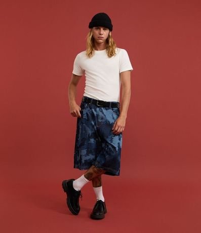 Bermuda Baggy Relaxed en Jeans con Estampa Manchada 3
