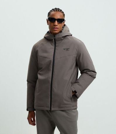 Campera Deportiva con Capucha y Estampa Lettering