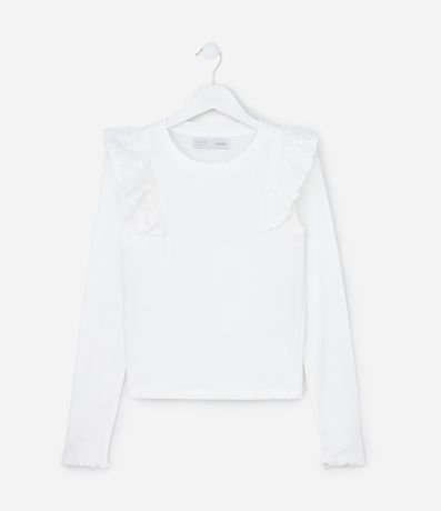 Remera Infantil Rib con Volado de Broderie – Talle 5 A 14 años