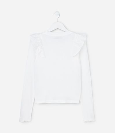Remera Infantil Rib con Volado de Broderie – Talle 5 A 14 años 2