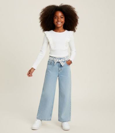 Remera Infantil Rib con Volado de Broderie – Talle 5 A 14 años