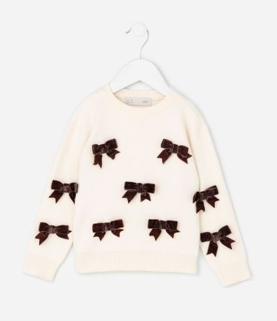 Suéter Infantil con Moñitas Aplicadas – Talle 1 a 5/6