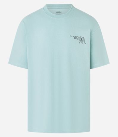 Remera Relaxed en Algodón con Estampa de Playa y Lettering Out Od Office 5