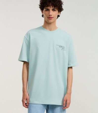 Remera Relaxed en Algodón con Estampa de Playa y Lettering Out Od Office