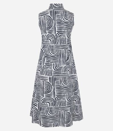 Vestido Evasê Midi en Tricolina con Estampado Geométrico 6