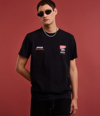 Remera Comfort en Algodón con Estampa y Lettering Motor Sport 7