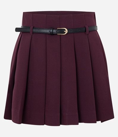 Short Pollera Sastre con Cinturón de PU y Textura Plissada 6