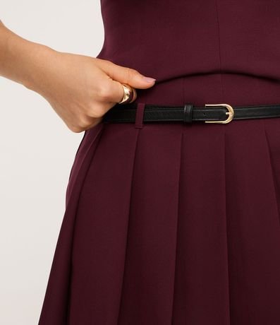 Short Pollera Sastre con Cinturón de PU y Textura Plissada 4