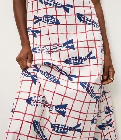 Vestido Midi con Tirantes Finos y Estampa de Peces 3
