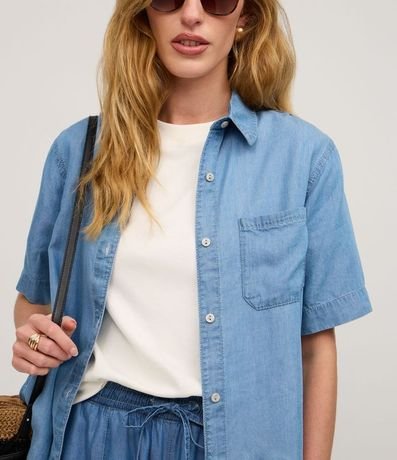 Camisa en Liocel con Botones Delanteros y Bolsillo en el Pecho 4