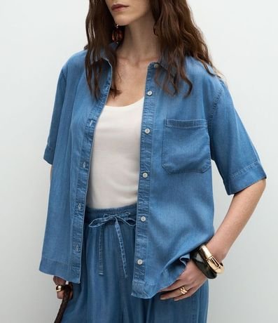 Camisa en Liocel con Botones Delanteros y Bolsillo en el Pecho 4