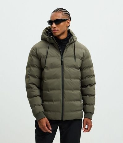 Campera Puffer Deportiva sin Costura con Capucha