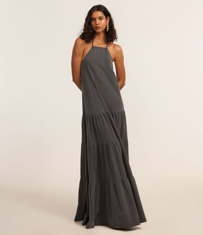 Vestido Evasê Frente única en Algodón con Fruncidos