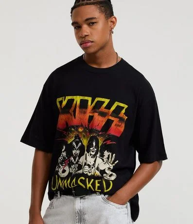 Remera Boxy en Algodón con Estampado Kiss