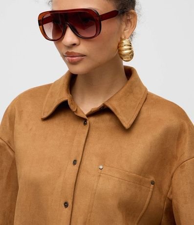 Camisa en Gamuza con Mangas Largas y Pequeño Bolsillo 4