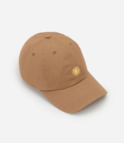 Gorra Asa Curva en Sarga con Bordado de Sol
