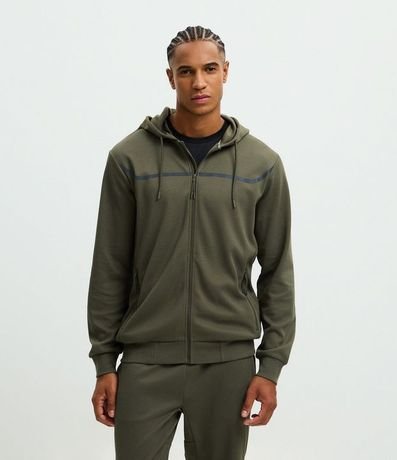 Saco Deportivo Texturizado con Raya Reflectante y Capucha