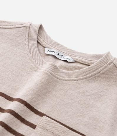 Remera Infantil Regular con Estampa de Rayas y Pequeño Bolsillo - Talle 5 a 14 años 5