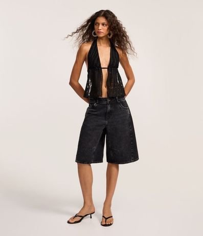 Bermuda Jorts en Jeans con Recortes