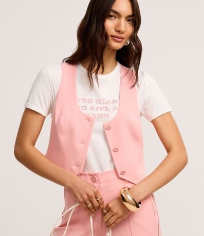 Remera en Algodón con Estampa Too Glam en Strass 5