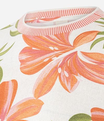 Blusa en Viscolycra con Cuello de Punto y Estampa Floral 6