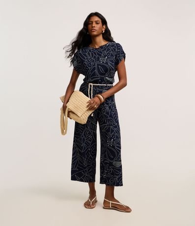 Blusa Acanalada en Rib con Estampa Floral y Follaje 2