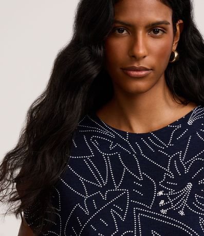 Blusa Acanalada en Rib con Estampa Floral y Follaje 3