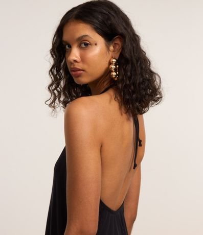 Vestido Largo Evasê con Escote Halter y Volados 5