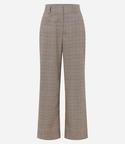 Pantalón Wide Leg en Sastrería con Estampa de Cuadros 5