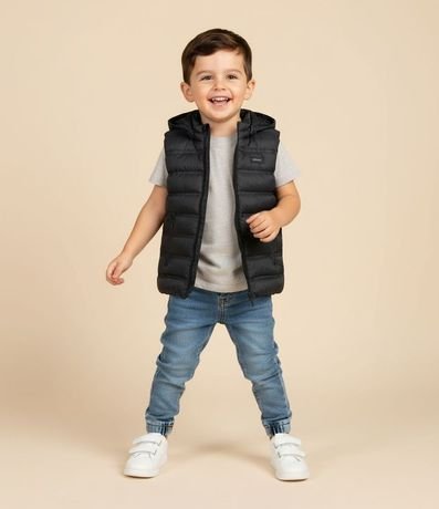 Chaleco Infantil con Capucha y Cremallera Delantera - Talle 5 A 14 años