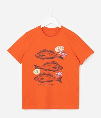 Remera Infantil Regular con Estampa de Peces - Talle 5 a 14 años