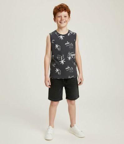 Musculosa Infantil en Algodón con Estampa Tropical - Talle 5 a 14 años