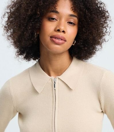 Blusa Manga Larga en Punto Texturizado con Cremallera Delantera 3