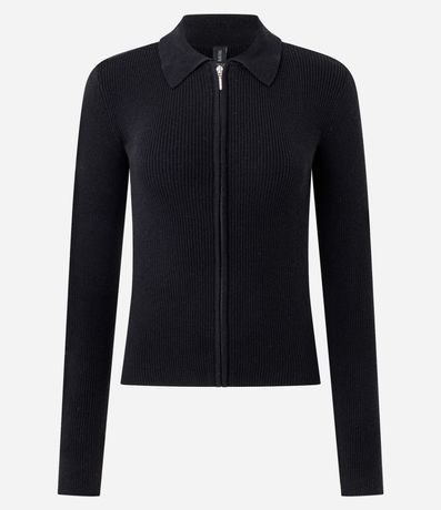 Blusa Manga Larga en Punto Texturizado con Cremallera Delantera 4