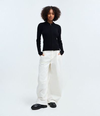 Blusa Manga Larga en Punto Texturizado con Cremallera Delantera 2