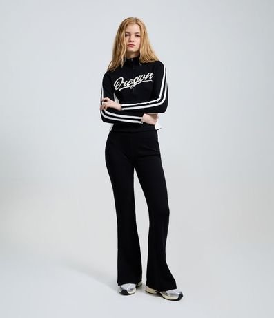 Pantalón Flare en Microfibra Melange