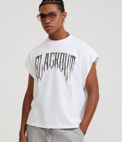 Musculosa de Algodón con Estampado de Letras Blackout