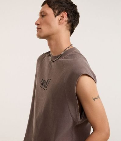 Musculosa Boxy en Algodón con Estampa Lettering y Efecto Desteñido 3