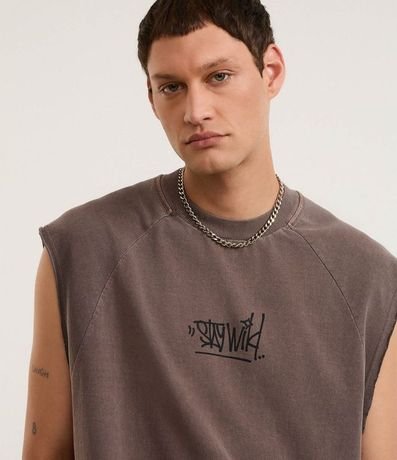 Musculosa Boxy en Algodón con Estampa Lettering y Efecto Desteñido 4